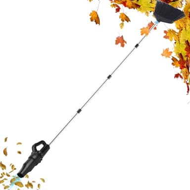 Outdoor Broom with Leaf Blower, Small Cordless Leaf Blower with Long Handle Broom, Lightweight Rechargeable Air Duster Broom Blower for Lawn Yard Patio Garden Balcony Car RV(Charger Included)