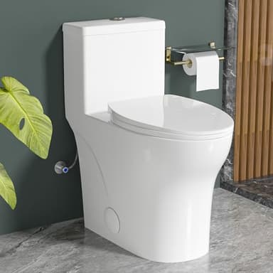Vomlor Elongated Modern Tall Toilet 19 Inch for Seniors, Powerful Tornado Flush Skirted High Toilet for Bathroom,One Piece Water Saving Dual Flush 1.0/1.28 GPF,Comfort ADA Bowl Heigh 18.3 Inch, White