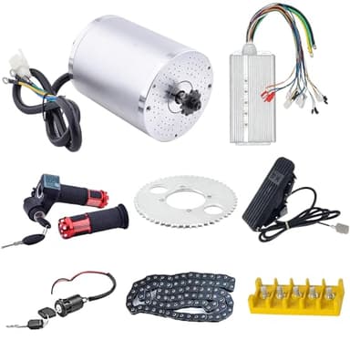 72V Motor Kit 3000W Electric Brushless DC Motor Kit 4900RPM Go Kart Electric Motor 5.4N.M Electric Dirt Bike Motor No Bracket BLDC Motor for Electric Scooter Ebike Controller Ebike Throttle with Key