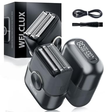 Welclux Cordless Electric Shaver for Men: Compact Foil Razors with 4 Floating Blades - 2 Speeds & LED Screen, IPX7 Waterproof Facial Trimmer, USB-C