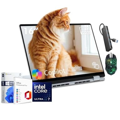 Dell 16 Plus 2 in 1 Laptop, 16" 2K FHD+ Touchscreen Laptops Computer, Intel Core Ultra 7 256V, 16GB RAM, 1TB SSD, Intel Arc Graphics, Backlit KB, Wi-Fi 7, Win 11 Pro w/Copilot, Lifetime MS
