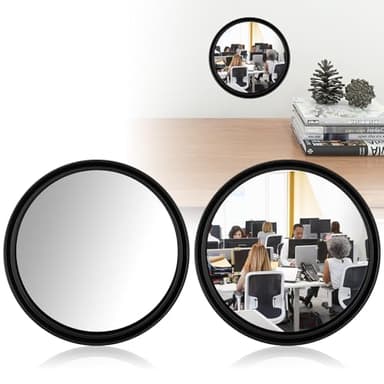 2 Pcs Office Cubicle Mirrors - Adjustable Monitor Mirror for Privacy & Security, 360° Swivel Stick-On See-Behind Mirror for Open Plan Workspaces, Desks & Monitors