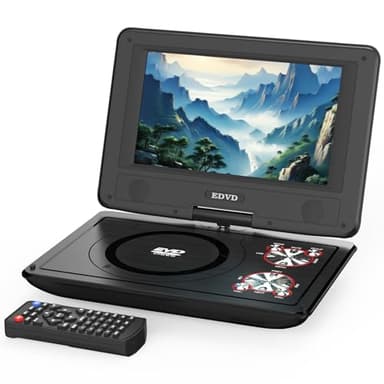 11.5" Portable DVD Player with 9.5" Swivel Screen, 5-Hours Rechargeable Battery,Car DVD Player for Kids,Support CD/DVD/SD Card/USB,Regions Free,Dual Speakers,Black