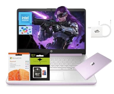 HP 14" Laptop, Intel Processor N150 (Beat i3) 16GB RAM 256GB Storage(128GB UFS + 128GB SD Card) 1-Year Office 365 Copilot AI Win11 WiFi6 Laptops-Computer for Business Student w/GM Accessory