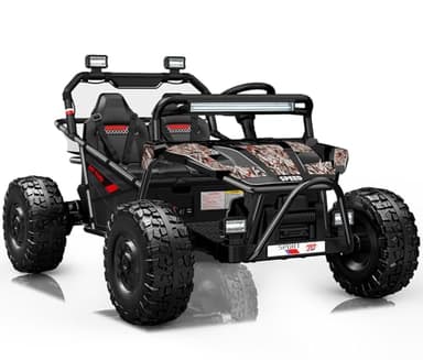 First Ride On 36V Kids Ride On UTV, 2-Seater 400W Electric Car for Kids 6+, 5-8 MPH Speed, 14" EVA Wheels, Metal Frame, Bluetooth Music, Rear Metal Suspension Off-Road Vehicle (Black Camo)