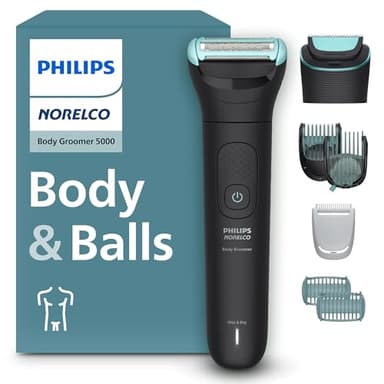 Philips Norelco Body Groomer 5000 Series, Intimate Hair Trimmer & Shaver for Men with Dual 100% Showerproof Full Body Shave & Trim Heads and Two Bi-Directional Body Hair Combs, BG5495/50