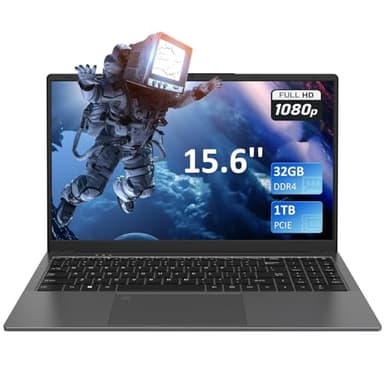 Auusda 15.6" FHD Laptop, Athlon Silver 3050E Processor, 32GB DDR4 RAM, 1TB SSD, WiFi 5/ USB 3.0/ Type-C/HDMI, Win 11 Pro, IPS Thin and Light Computer Notebook for Work, Study and Entertainment, Black