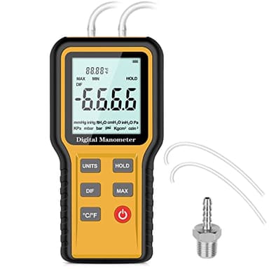 Manometer, Professional Air Pressure Meter, Dual-Port HVAC