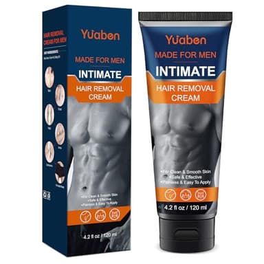 Hair Removal Cream for Men, Depilatory Cream for Unwanted Male Hair, Painless, Flawless, Soothing Depilatory Device for Unwanted Male Hair in Intimate/Private Areas, Suitable for All Skin Types, 120ml