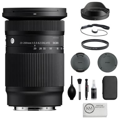 Sigma 20-200mm f/3.5-6.3 DG Contemporary Lens Compatible with Sony E Mount (Full Frame) Bundle with UV Filter + Lens Cap Keeper + Cleaning Kit + Cleaning Cloth (5 Items)