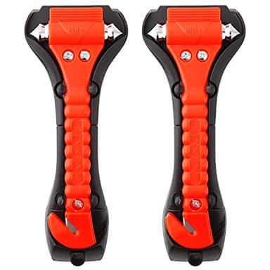 SINSEN Car Safety Hammer Set of 2 Emergency Escape Tool Auto Car Window Glass Hammer Breaker and Seat Belt Cutter Escape 2-in-1 for Family Rescue & Auto Emergency Escape Tools