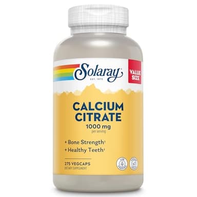 Solaray Calcium Citrate 1000mg - Chelated Calcium Supplement - Supports Bone Strength and Healthy Teeth - Easy to Digest - Vegan - 68 Servings, 275 VegCaps