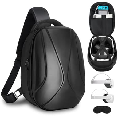 BnLnHOGVR Hard Carrying Case for Oculus Meta Quest 3/Quest 3S/Quest 2, Accessories VR Headset with BOBOVR S3/M3 Pro and Kiwi Design Battery Head Strap, Controller, Ideal for Travel Storage