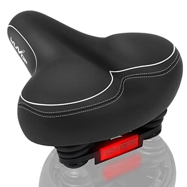 Oversized Bike Seat, Wide Bicycle Seat for Women Men Comfort, Universal Waterproof Bike Saddle Replacement with Safety Reflective Strip for Peloton, Exercise Bikes, Cruiser, City Bikes