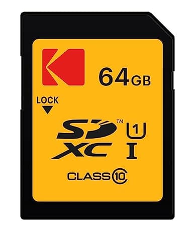 Kodak SDXC Card 64GB UHS-I U1 V10 Premium, up to 85MB/s Read Speed, for Full HD Video and High-Resolution Pictures, Compatible with SDXC Standard - EKMSD64GXC10K