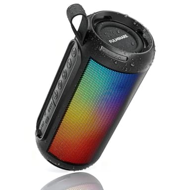 FULMINARE Portable Bluetooth Speaker with 26W HD Sound, Speakers Bluetooth Wireless 6.0, AUX&TF-Card&USB Input, LED Lights, IPX5 Waterproof, 16H Playtime for Home/Outdoor/Party, Birthday Gift (Black)