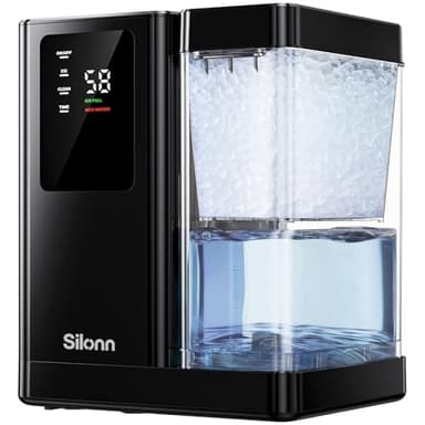 Silonn Nugget Ice Maker Countertop with 3L Detachable Water Tank, 40 lbs/24H Soft Chewable Ice, Self Cleaning Ice Machine with Timer Function, Pebble Ice Maker for Kitchen, Party and Office