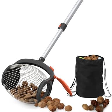 RIFPOD Acorn Picker Upper Roller - Walnut Picker Upper Foot Operated Release,Directly Dump Outlet Nut Gatherer,Suitable for 3/4" - 1.5" Walnuts,Hickory,Sweet Gum Balls,Magnolia Seeds,Pecan