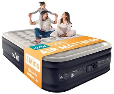 Dr. air Queen Air Mattress with Built-in Pump, 18" Raised Blow Up Mattress, 800 lbs Max Honeycomb Air Bed, 48Hr Leak-Proof Test, 3min Inflatable Mattress for Home, Guests, Camping, Colchones inflables