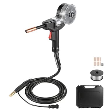 VEVOR 130Amp Spool Gun with 10FT Cable, Replacement for Lincoln Magnum 100SG K2532-1 - with 11PCS Mig Welding Contact Tips, ER4043 0.035" Aluminum Mig Welding Wire & Toolbox