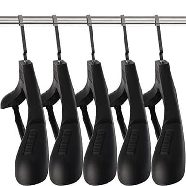 Plastic Extra Wide Suit Hangers, Pack of 15, Width: 17.7",Notched Shoulders & Metal Hooks, Black