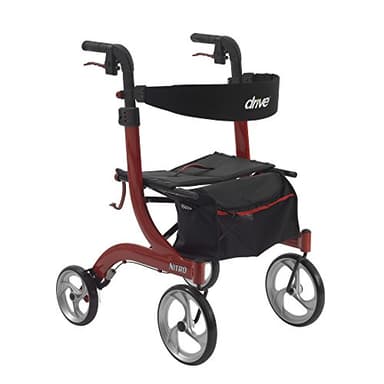 Drive Nitro Euro Style Rollator Rolling Walker, Red, Model - RTL10266