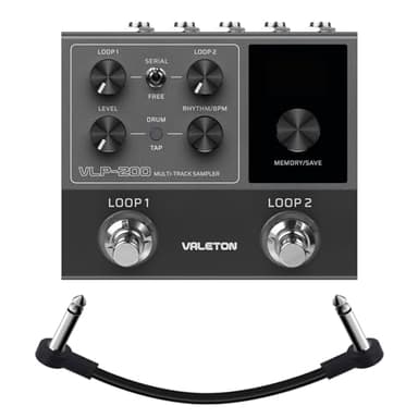 VALETON Looper Pedal Dual Track Stereo Looper for Guitar, Bass, Keyboard, Vocals Drum Machine 99 Project Storage spaces Software Support VLP-200(Included 1 PCS Additional 15 CM TS Cable)