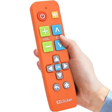 EZclicker Big Button Universal TV Remote (Orange) Simple Easy to Use, Great for Seniors, Works with Major TV Brands (2xAAA Batteries Not Included)