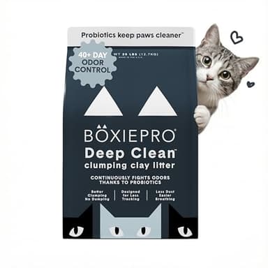 Boxie Probiotic Cat Litter, 40 Day Odor Control, Clumping Clay Kitty Litter, Odor Eliminating Probiotics, Dust-Free, No Fragrances No Fillers, 28 lb