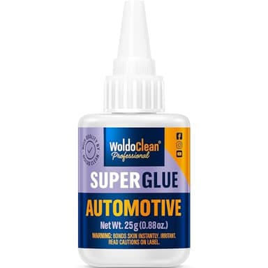 WoldoClean Super Glue for Cars & Auto Body Repair - 25g Extra Strong Automotive Adhesive for Plastic, Rubber, Exterior Trim & Emblems, Heat Resistant Car Glue, Waterproof Metal Bonding