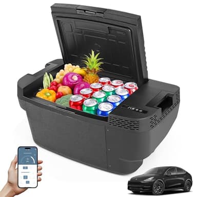 Car Refrigerator for Tesla Model Y, 37QT(35L) -4℉~68℉ Car Fridge 12V Refrigerator for Tesla Model Y Trunk Portable Freezer for Camping Tailgating Road Trip Home 12/24V DC&120~240V AC, App Control