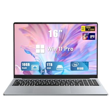 FUNYET Gaming Laptop | 16 inch Laptop Computer 2026 with Window 11 Pro | Int 12th Gen N100 Processor(up to 3.4GHz) | 16GB RAM 1TB SSD | Backlit Keyboard | Bluetooth | Mini HDMI | FHD 1920 * 1200