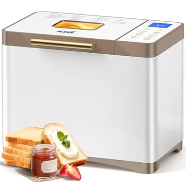 KBS 20-IN-1 Bread Maker with Custom Program, 650W Bread Machine with Nonstick Ceramic Pan & Stainless Steel Paddle, 2LB Bread Maker Machine, Polish Bread, Gluten-Free, Touch Panel, 15H Timer, 3 Colors