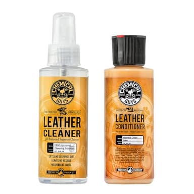 Chemical Guys Leather Cleaner and Conditioner Kit - 2 Bottles (4 oz Each), Car Cleaner and Conditioner, Safely Cleans & Conditions Leather Car Interiors, Furniture, Shoes, Boots, Bags, Apparel & More