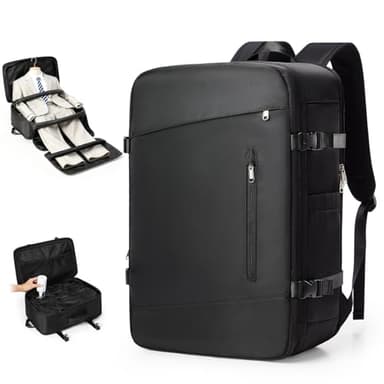 VGCUB Vacuum Backpack Travel with Suit Bag and Air Pump Compression Vacpack Carry on Flight Approved Daypack Laptop Space Saver Garment Bags for Travel Storage with Vacuum System Women Men Black