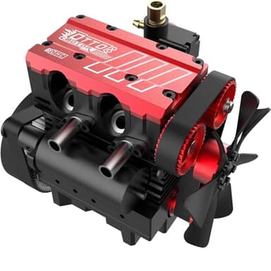 Model Engine Kit for Adults - L2 Mini Engine Build Kit That Runs on Gas, Twin Cylinder 4 Stroke Nitro Engine DIY Full Metal Car Engine Model Kit Educational Experiment, TOYAN FS L200AC (KIT)