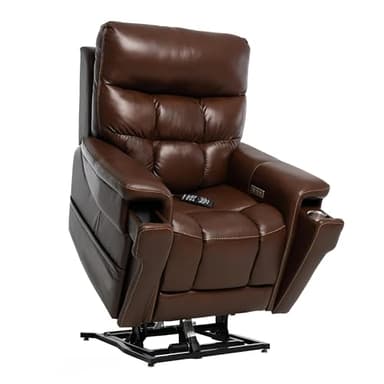 Pride Viva Lift Ultra Power Recliners - Lift Chair for Adults, 400 Lbs Weight Capacity, Lithium Battery Backup, 22.5" W x 21" D Comfort Seat, Medium, Sorrento Leather Coffee - PLR4955M
