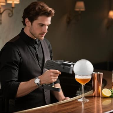 Professional Electric Cocktail Smoke Gun - 2-in-1 Drink Smoker & Edible Bubble Maker for Cocktails | 4 Flavor Aromas Included | Ideal for Bar, Party, BBQ, Gifts for Bartenders, Dad, Men,Father's Day