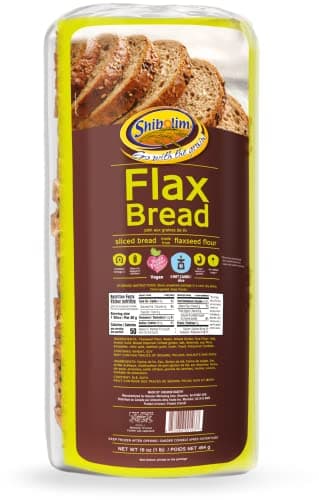 Shibolim FlaxSeed Bread (1 Pound) Low Carb, Zero Net Carbs Per Serving, Keto Friendly, Rich in Fiber & Protein, Vegan