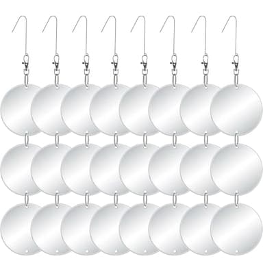 Chephon Upgraded Bird Scare Discs Set - Large 24 Discs - Highly Reflective Double-Sided Bird Reflectors Scare Devices - Better to Keep Most Birds Away Like Woodpecker and Pigeon