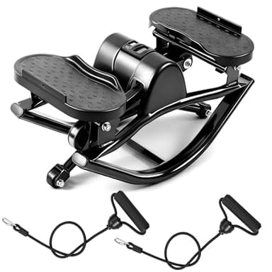 Rock Fitness Stepper, Portable Step Rocker Side to Side at Home, Aerobic Workout Machine Fitness Equipment Suitable for Apartment and Dormitory, Black