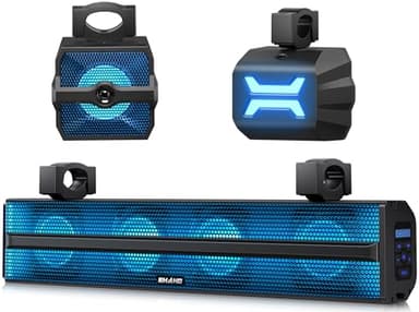 Ehaho 2.1CH Stereo UTV Sound Bar (Subwoofer) and Speakers, 26 Inch Bluetooth ATV Soundbar with RGB Lights, Waterproof Golf Cart Sound Bar, Marine Sound bar Compatible with SXS Polaris RZR Can-Am