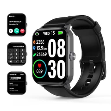Smart Watch(Answer/Make Call), 1.85'' HD Smartwatch for Men Women, 2025 Fitness Tracker with 100+ Sport Modes, Heart/Sleep Monitor/Pedometer IP68 Waterproof Fitness Watch for Android iOS Metal Black
