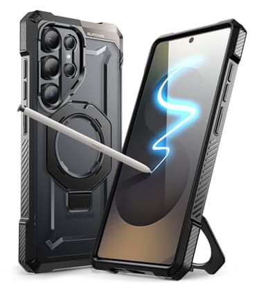 SUPCASE for Samsung Galaxy S25 Ultra Case with Stand (Unicorn Beetle Grip), [S Pen Friendly] [Compatible with MagSafe] [Military-Grade Protection] Magnetic Translucent Back Phone Case, Black