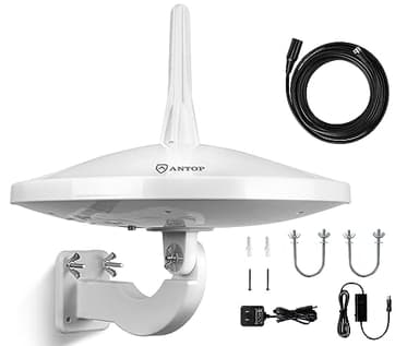 Upgraded Version - ANTOP AT-415B 720° UFO Dual Omni-Directional Outdoor HDTV Antenna with Exclusive Smartpass Amplifier &4G LTE Filter, Fit for Outdoor/RV/Attic Use(33ft Coaxial Cable,4K UHD Ready)