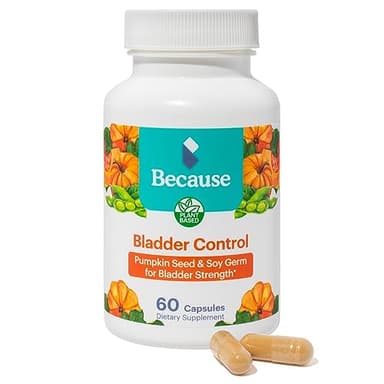 Because Bladder Relief Supplement with Pumpkin Seed Extract - 60 Capsules (1 Bottle) - Helps Reduce Urgency & Frequency, Supports Strong Pelvic Floor Muscles, Vegan & Non-GMO, Made in The USA