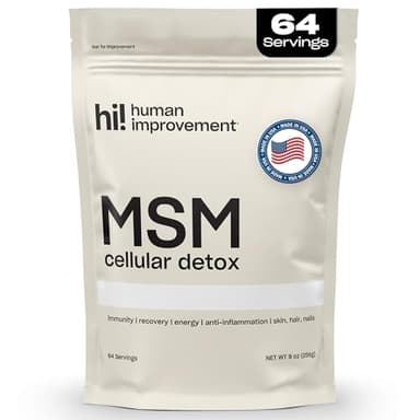 Pure MSM Powder | Organic Sulfur Powder for Skin, Hair, and Nails | Cellular Detox, Joint Health, Immune Boost, & Increased Energy | 99.9% Pure MSM Supplement | Made in the USA, 0g Sugar (64 Servings)