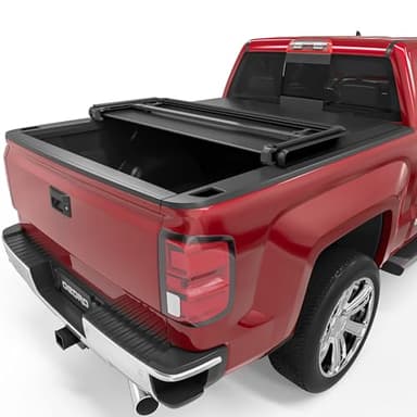OEDRO Quad Fold Tonneau Cover Soft Truck Bed Covers Compatible with 2014-2019 Chevy Silverado/GMC Sierra 1500 (2019 Legacy/LD only); 2015-2019 Silverado/Sierra 2500 3500 HD, 6.6ft Bed