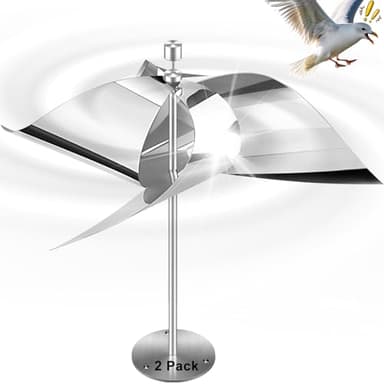 greenight 2 Pack Reflective Wind Powered Scare Devices, Upgraded Spinning Reflective Kites for Yard, Garden, Rooftop and Vegetable Gardens, All Birds Such as Woodpeckers and Pigeons Will Leave