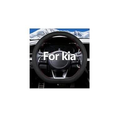 OHHMNKK D-Shape Steering Wheel Cover for Kia - Custom Fit Sportage/Sorento/Telluride/EV6, Flat Bottom Non-Slip Grip & Easy Install (Black)